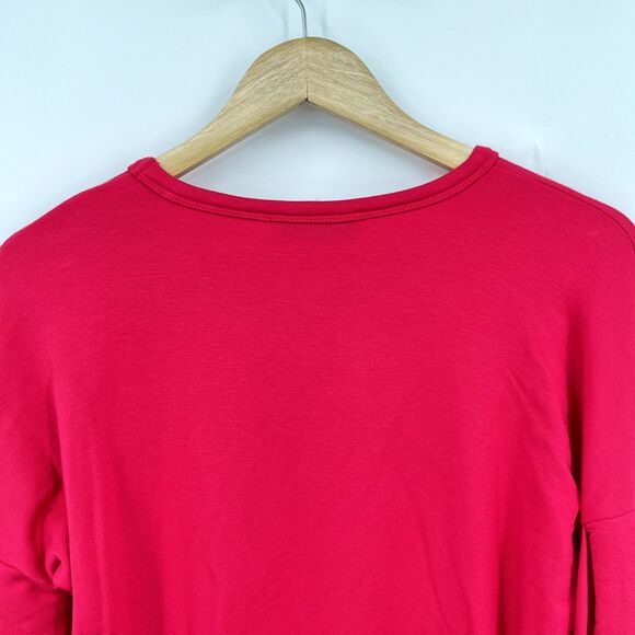 Bailey 44 Puff Sleeve Sweatshirt Top in Red Round Neck Size XS, Made in USA Soft - Picture 6 of 9